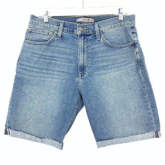 Joe's Jeans Brixton Denim Shorts Mens Size 32 Light Wash Stretch Cuffed Cut Hem - Picture 1 of 8